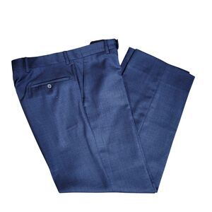 Linea Naturale Luxe Pants Size 32W x 29 Navy Blue 100% Wool Preppy Dress